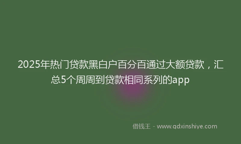 2025年热门贷款黑白户百分百通过大额贷款，汇总5个周周到贷款相同系列的app