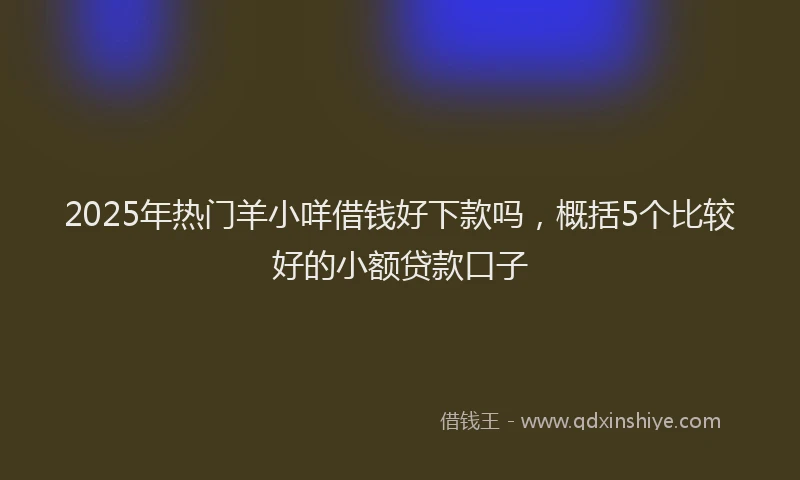 2025年热门羊小咩借钱好下款吗，概括5个比较好的小额贷款口子