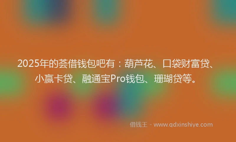 2025年的荟借钱包吧有：葫芦花、口袋财富贷、小赢卡贷、融通宝Pro钱包、珊瑚贷等。