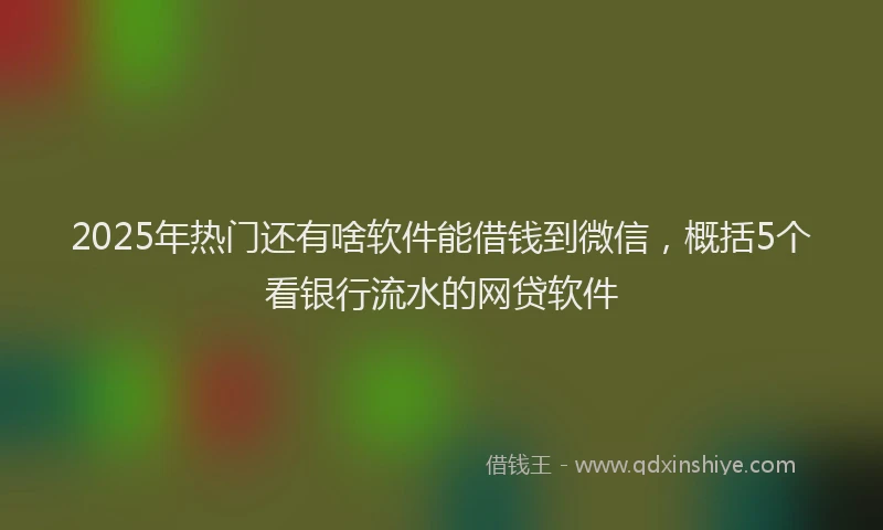 2025年热门还有啥软件能借钱到微信，概括5个看银行流水的网贷软件