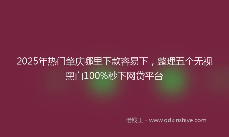 2025年热门肇庆哪里下款容易下，整理五个无视黑白100%秒下网贷平台