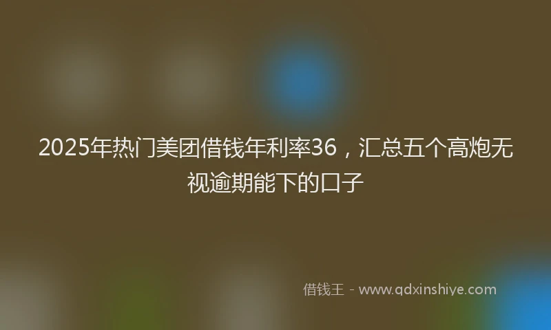 2025年热门美团借钱年利率36，汇总五个高炮无视逾期能下的口子
