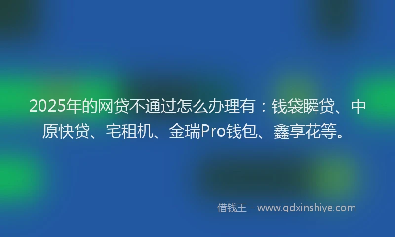 2025年的网贷不通过怎么办理有：钱袋瞬贷、中原快贷、宅租机、金瑞Pro钱包、鑫享花等。