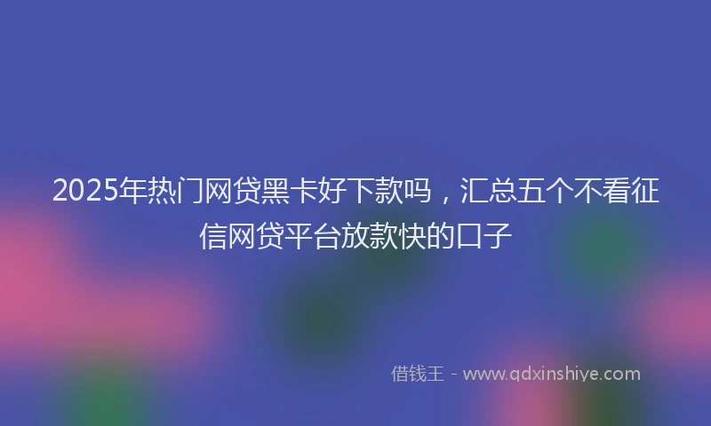 2025年热门网贷黑卡好下款吗，汇总五个不看征信网贷平台放款快的口子