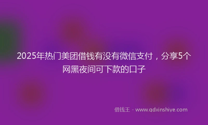 2025年热门美团借钱有没有微信支付，分享5个网黑夜间可下款的口子