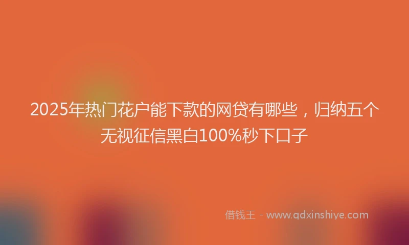 2025年热门花户能下款的网贷有哪些，归纳五个无视征信黑白100%秒下口子