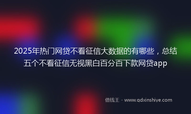 2025年热门网贷不看征信大数据的有哪些，总结五个不看征信无视黑白百分百下款网贷app