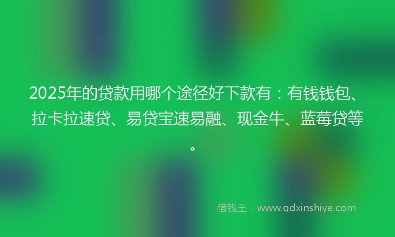 2025年的贷款用哪个途径好下款有：有钱钱包、拉卡拉速贷、易贷宝速易融、现金牛、蓝莓贷等。