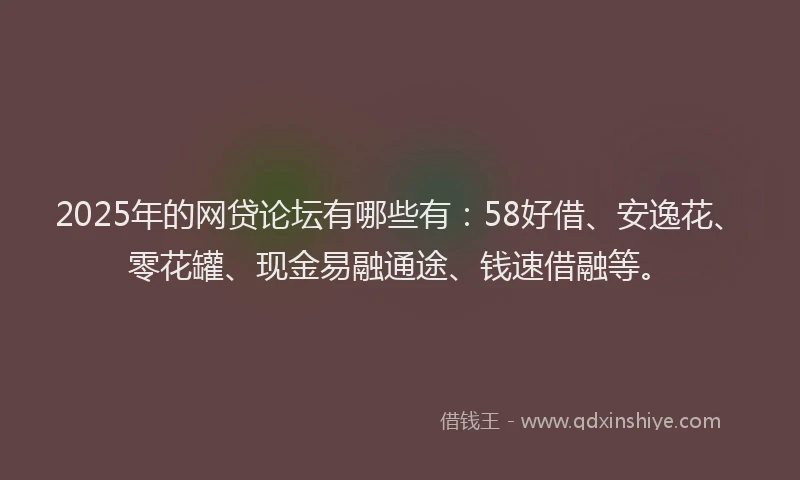 2025年的网贷论坛有哪些有：58好借、安逸花、零花罐、现金易融通途、钱速借融等。