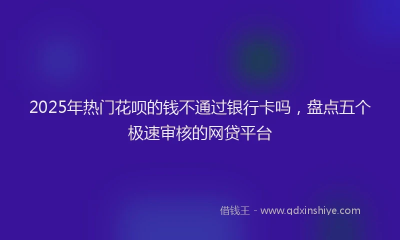 2025年热门花呗的钱不通过银行卡吗，盘点五个极速审核的网贷平台