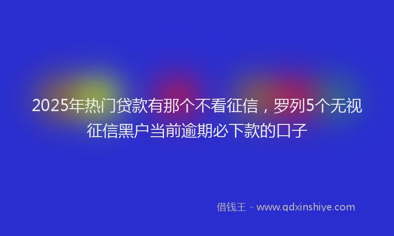 2025年热门贷款有那个不看征信，罗列5个无视征信黑户当前逾期必下款的口子