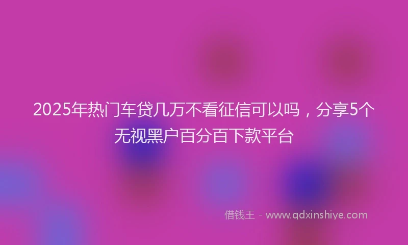2025年热门车贷几万不看征信可以吗，分享5个无视黑户百分百下款平台
