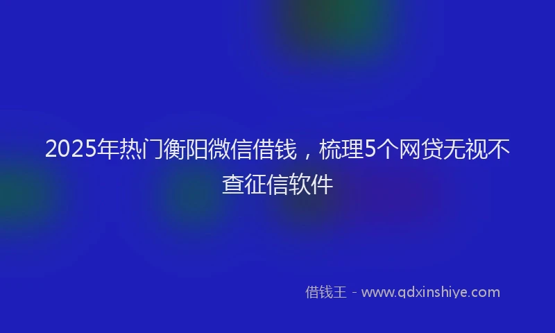 2025年热门衡阳微信借钱，梳理5个网贷无视不查征信软件