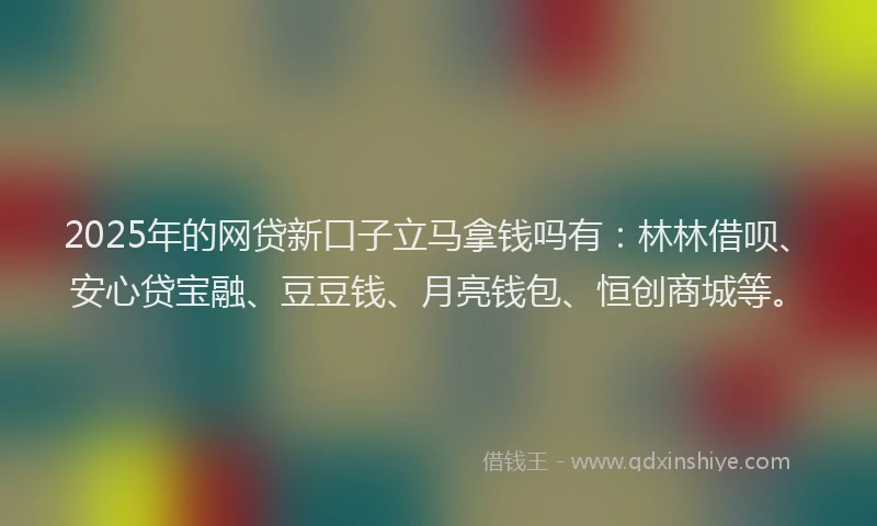2025年的网贷新口子立马拿钱吗有：林林借呗、安心贷宝融、豆豆钱、月亮钱包、恒创商城等。
