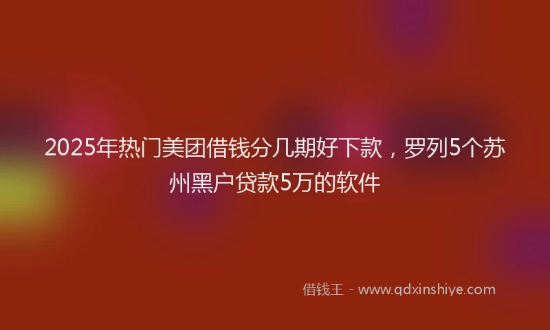 2025年热门美团借钱分几期好下款，罗列5个苏州黑户贷款5万的软件