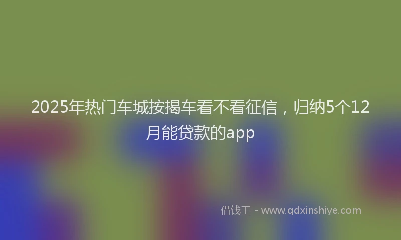2025年热门车城按揭车看不看征信，归纳5个12月能贷款的app