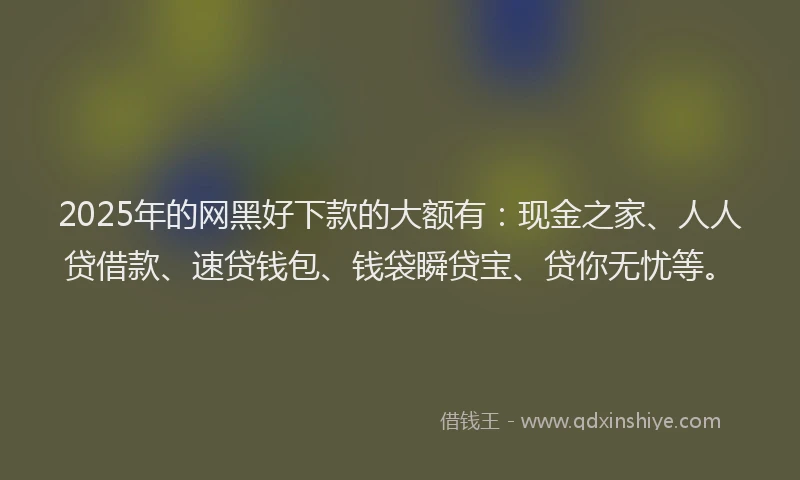 2025年的网黑好下款的大额有：现金之家、人人贷借款、速贷钱包、钱袋瞬贷宝、贷你无忧等。