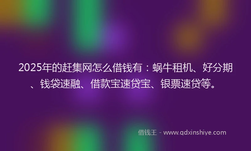 2025年的赶集网怎么借钱有：蜗牛租机、好分期、钱袋速融、借款宝速贷宝、银票速贷等。