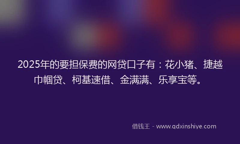 2025年的要担保费的网贷口子有：花小猪、捷越巾帼贷、柯基速借、金满满、乐享宝等。