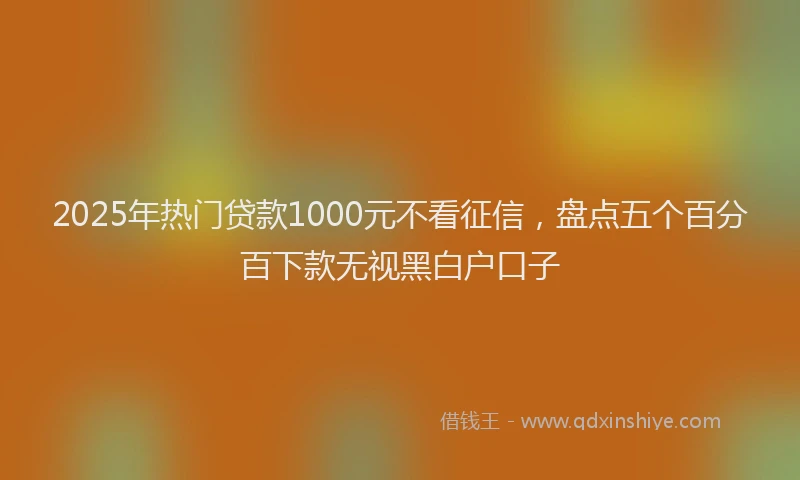 2025年热门贷款1000元不看征信，盘点五个百分百下款无视黑白户口子
