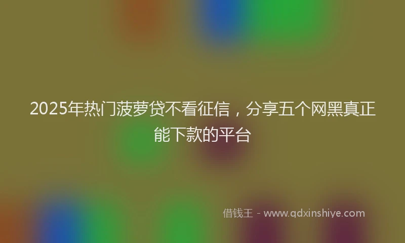 2025年热门菠萝贷不看征信，分享五个网黑真正能下款的平台