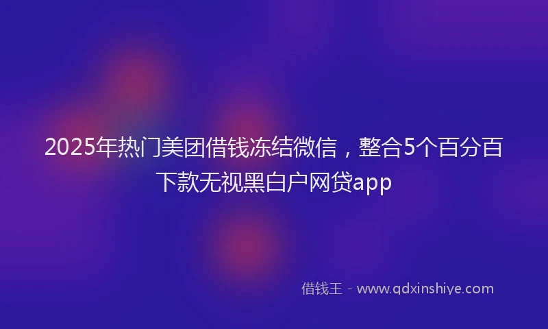 2025年热门美团借钱冻结微信，整合5个百分百下款无视黑白户网贷app