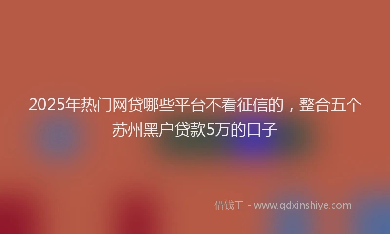 2025年热门网贷哪些平台不看征信的，整合五个苏州黑户贷款5万的口子