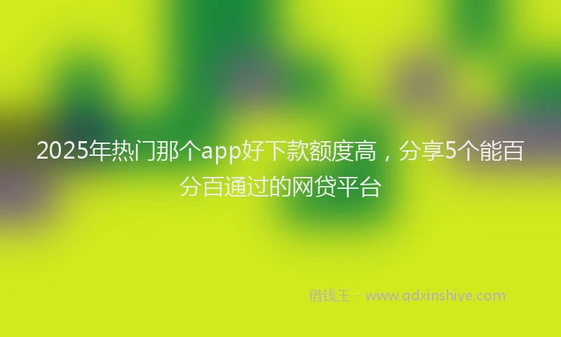 2025年热门那个app好下款额度高，分享5个能百分百通过的网贷平台