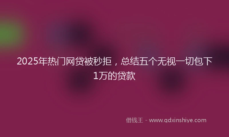 2025年热门网贷被秒拒，总结五个无视一切包下1万的贷款