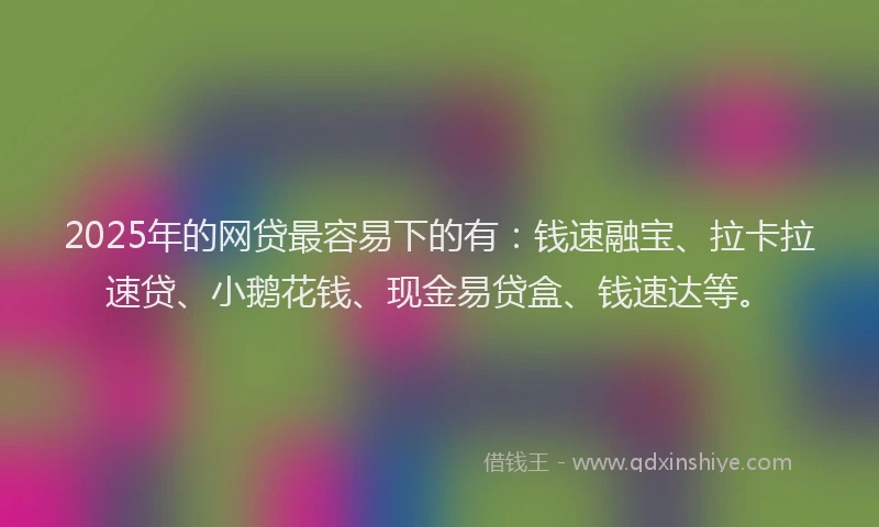 2025年的网贷最容易下的有：钱速融宝、拉卡拉速贷、小鹅花钱、现金易贷盒、钱速达等。