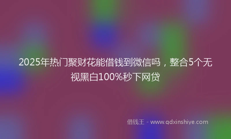 2025年热门聚财花能借钱到微信吗，整合5个无视黑白100%秒下网贷