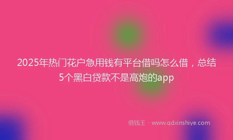2025年热门花户急用钱有平台借吗怎么借，总结5个黑白贷款不是高炮的app