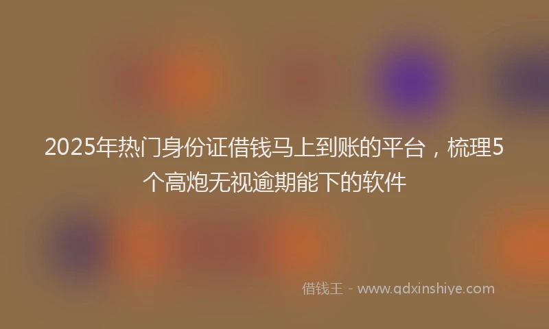 2025年热门身份证借钱马上到账的平台，梳理5个高炮无视逾期能下的软件