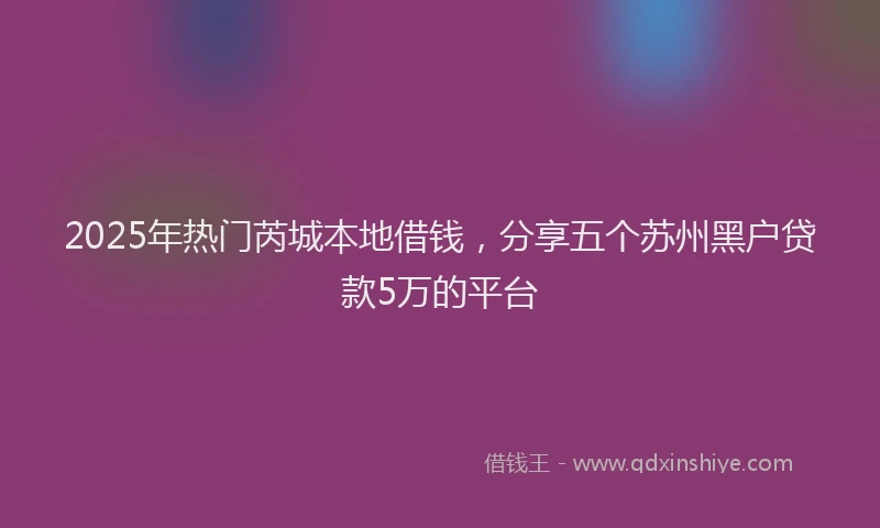 2025年热门芮城本地借钱，分享五个苏州黑户贷款5万的平台