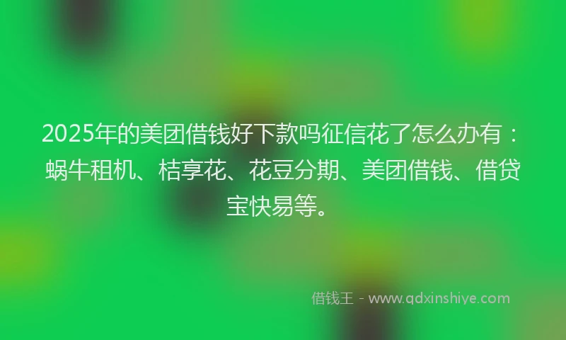 2025年的美团借钱好下款吗征信花了怎么办有：蜗牛租机、桔享花、花豆分期、美团借钱、借贷宝快易等。