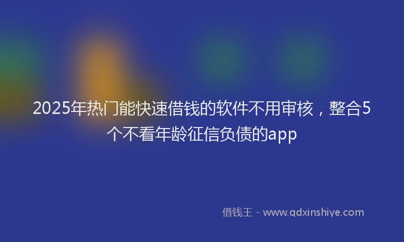 2025年热门能快速借钱的软件不用审核，整合5个不看年龄征信负债的app