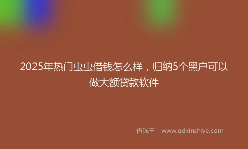 2025年热门虫虫借钱怎么样，归纳5个黑户可以做大额贷款软件