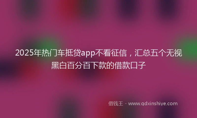 2025年热门车抵贷app不看征信，汇总五个无视黑白百分百下款的借款口子