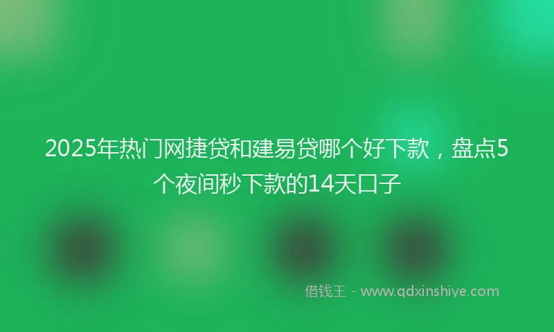 2025年热门网捷贷和建易贷哪个好下款，盘点5个夜间秒下款的14天口子