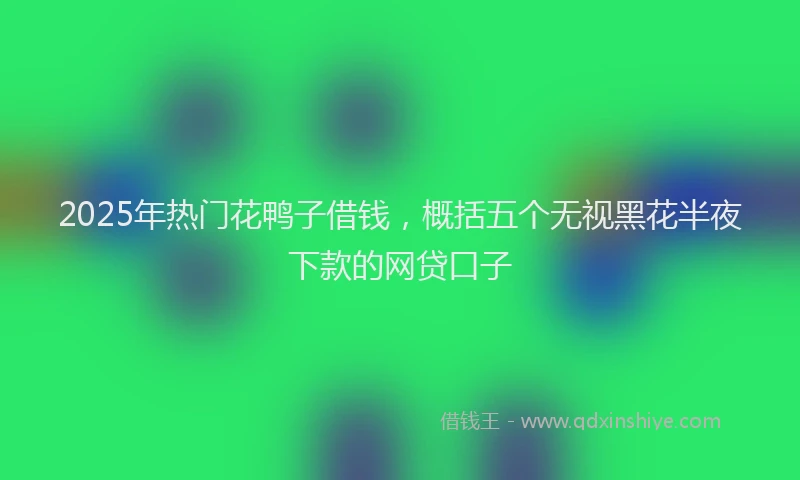 2025年热门花鸭子借钱，概括五个无视黑花半夜下款的网贷口子