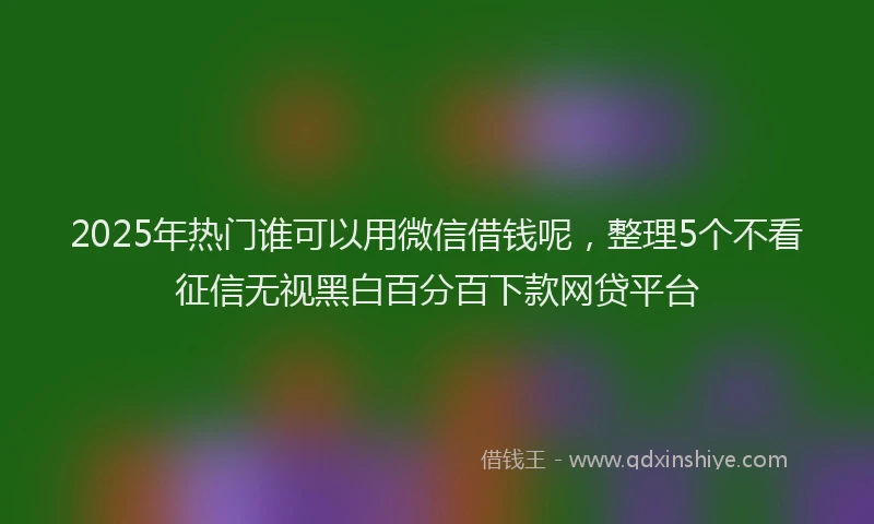 2025年热门谁可以用微信借钱呢，整理5个不看征信无视黑白百分百下款网贷平台