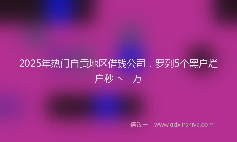 2025年热门自贡地区借钱公司，罗列5个黑户烂户秒下一万