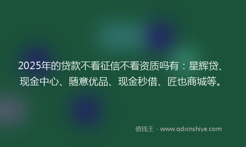 2025年的贷款不看征信不看资质吗有：星辉贷、现金中心、随意优品、现金秒借、匠也商城等。