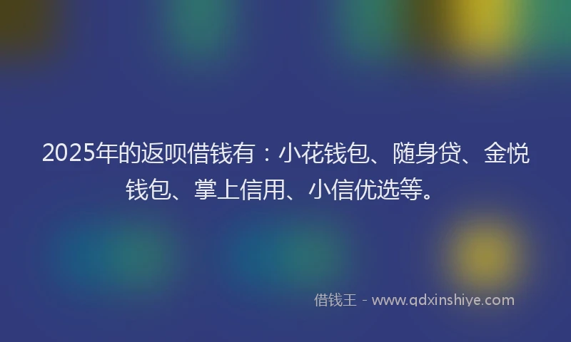 2025年的返呗借钱有：小花钱包、随身贷、金悦钱包、掌上信用、小信优选等。