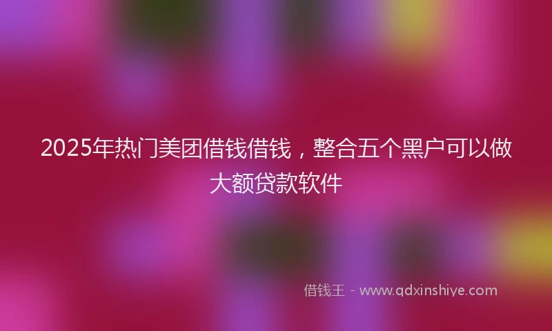 2025年热门美团借钱借钱，整合五个黑户可以做大额贷款软件