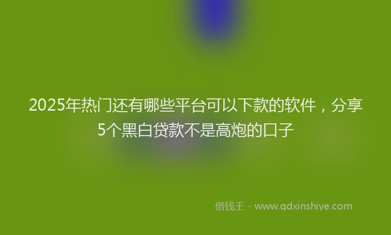 2025年热门还有哪些平台可以下款的软件，分享5个黑白贷款不是高炮的口子