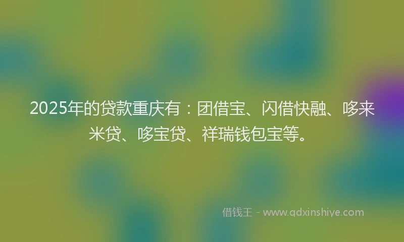 2025年的贷款重庆有：团借宝、闪借快融、哆来米贷、哆宝贷、祥瑞钱包宝等。