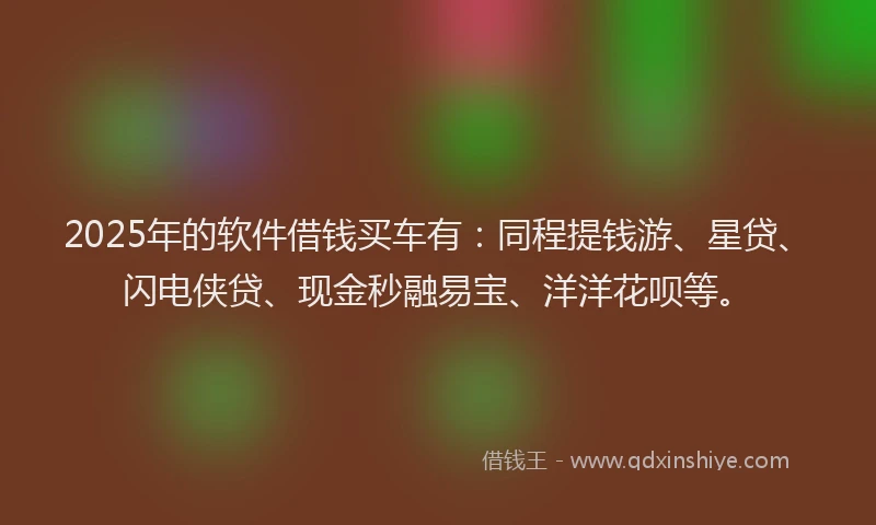 2025年的软件借钱买车有：同程提钱游、星贷、闪电侠贷、现金秒融易宝、洋洋花呗等。
