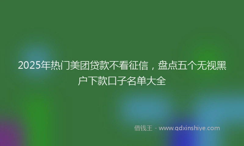 2025年热门美团贷款不看征信，盘点五个无视黑户下款口子名单大全