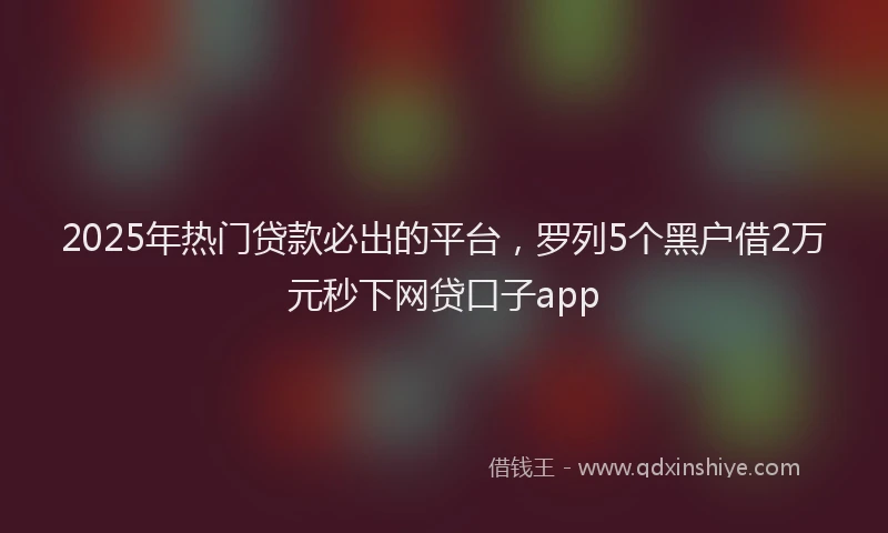 2025年热门贷款必出的平台,罗列5个黑户借2万元秒下网贷口子app